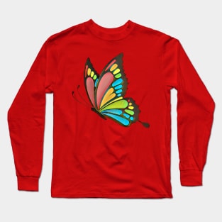 Pretty Rainbow Butterfly Long Sleeve T-Shirt